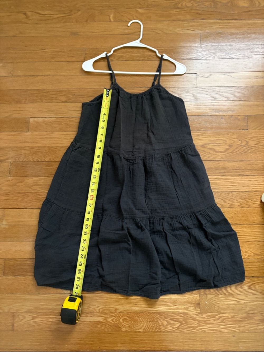 Grey Gauze Midi Tiered Spaghetti Strap Dress XS - Picture 5 of 5
